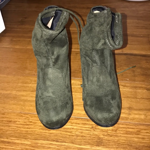 Suede Olive Booties - Picture 1 of 3
